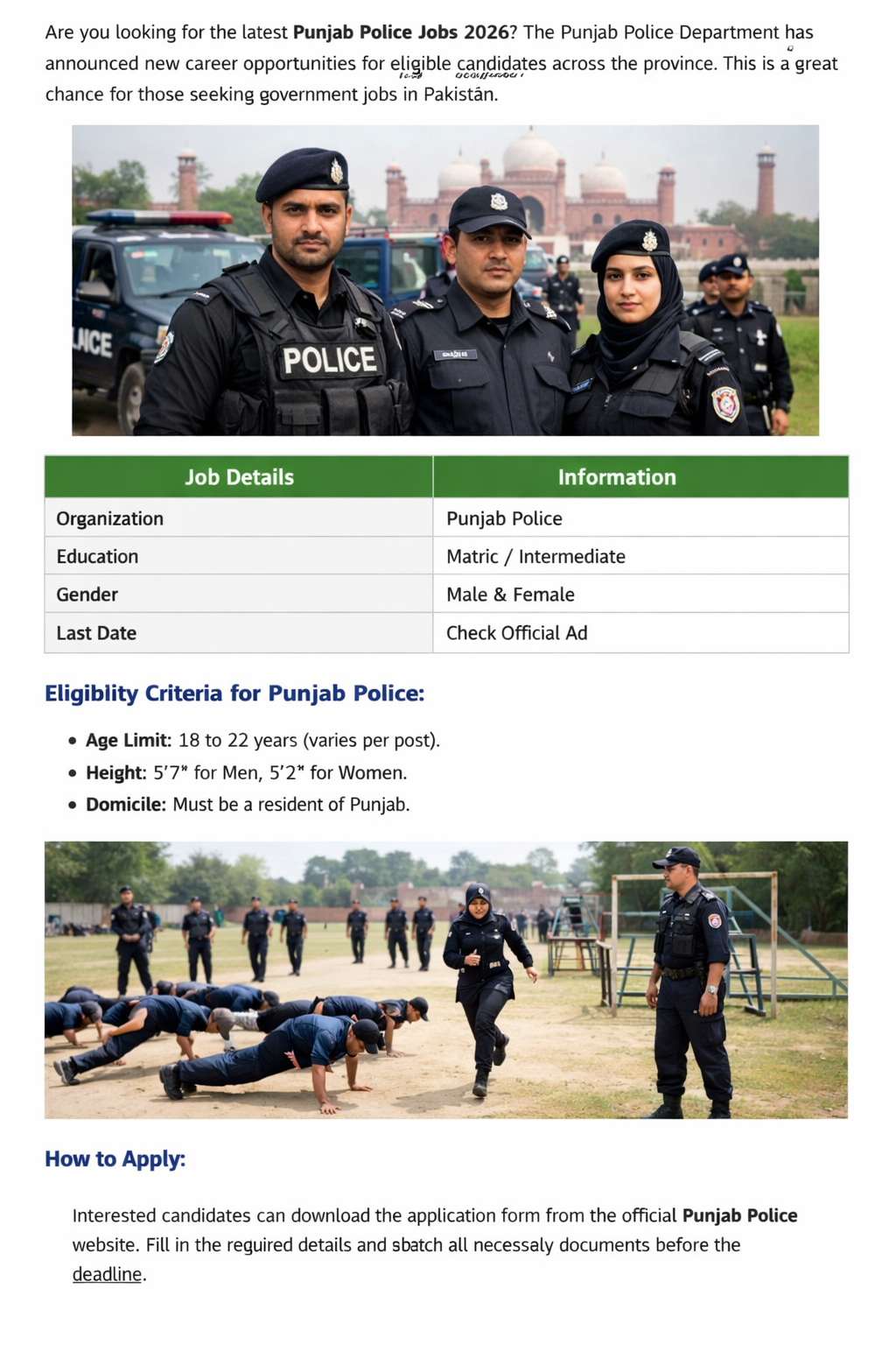 How to Apply Punjab Police