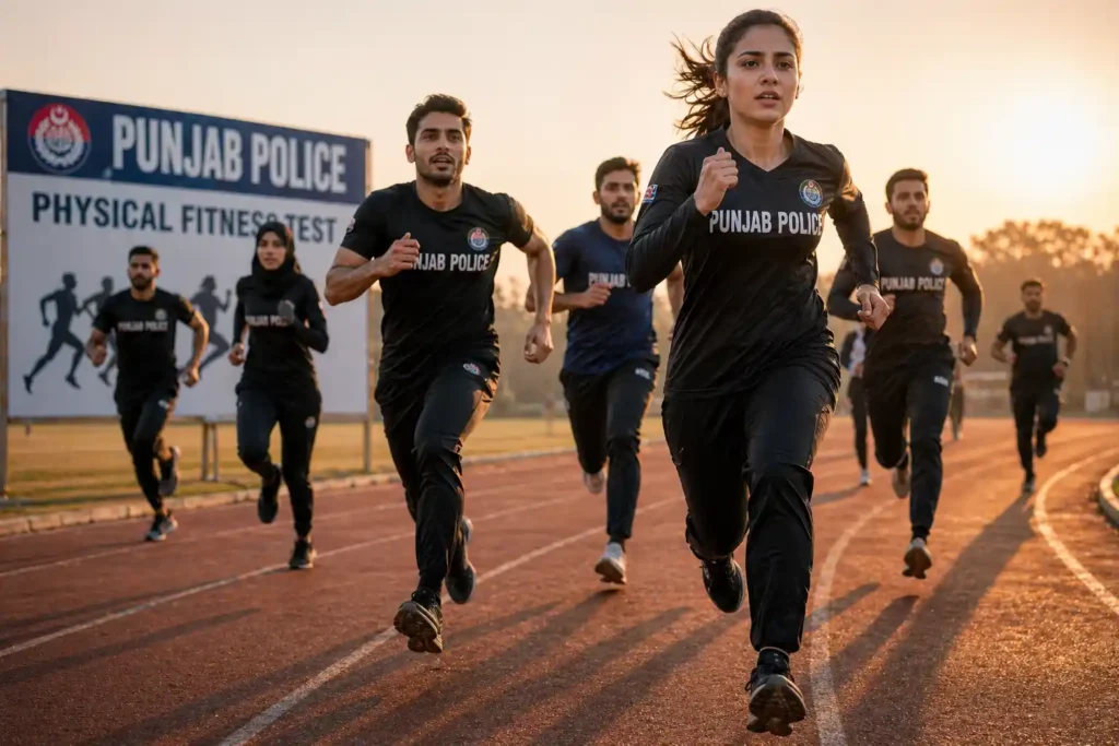 Physical Fitness Test Action for Punjab Police Constable Vacancies 2026 Male and Female Candidates