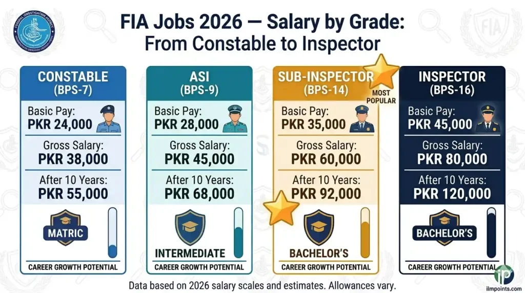 FIA jobs 2026 salary BPS-7 constable BPS-9 ASI BPS-14 sub-inspector BPS-16 inspector complete monthly package