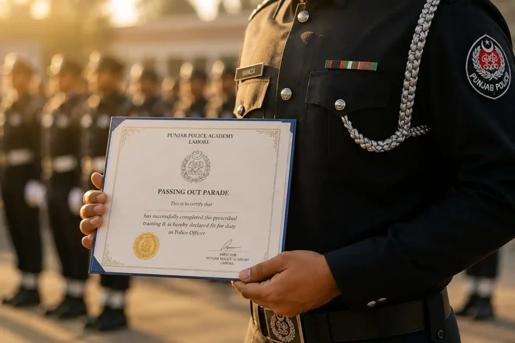 Punjab Police officer after successful passing out parade