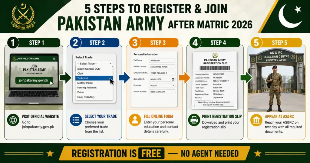 join Pakistan army after matric 2026 online registration joinpakarmy.gov.pk step by step process guide