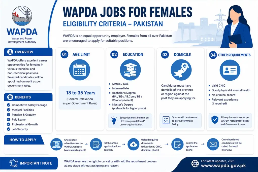 How to apply for WAPDA jobs for females online application process Pakistan