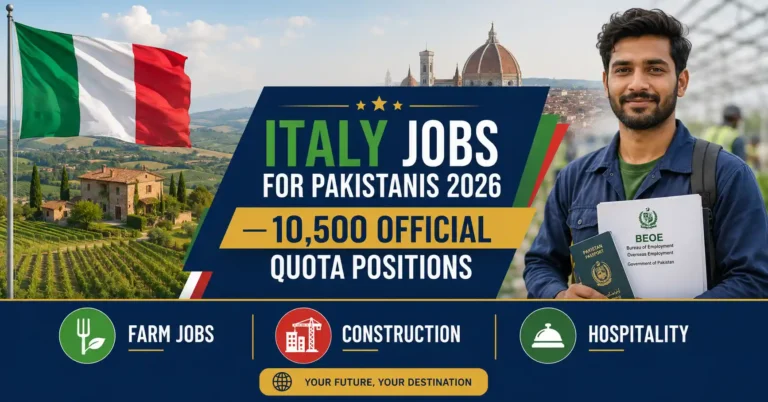 Italy jobs for Pakistanis 2026 quota — 10500 official Decreto Flussi positions in agriculture hospitality and construction