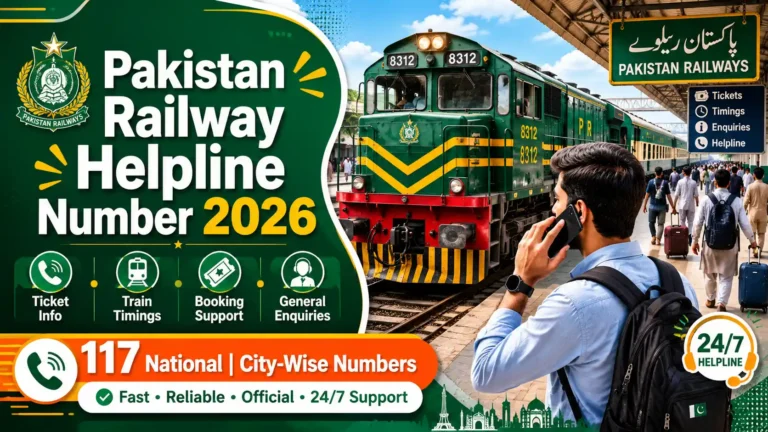 pakistan railway helpline number 2026 lahore karachi rawalpindi complete list