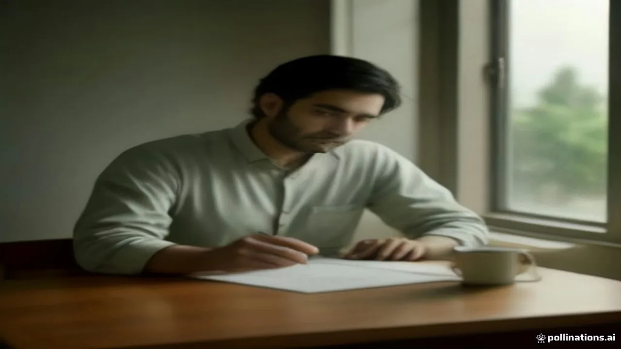 PCAA Jobs 2026: A focused Pakistani man sitting at a wooden desk in a quiet room, carefully checking paper documents from a (AI-generated illustration)