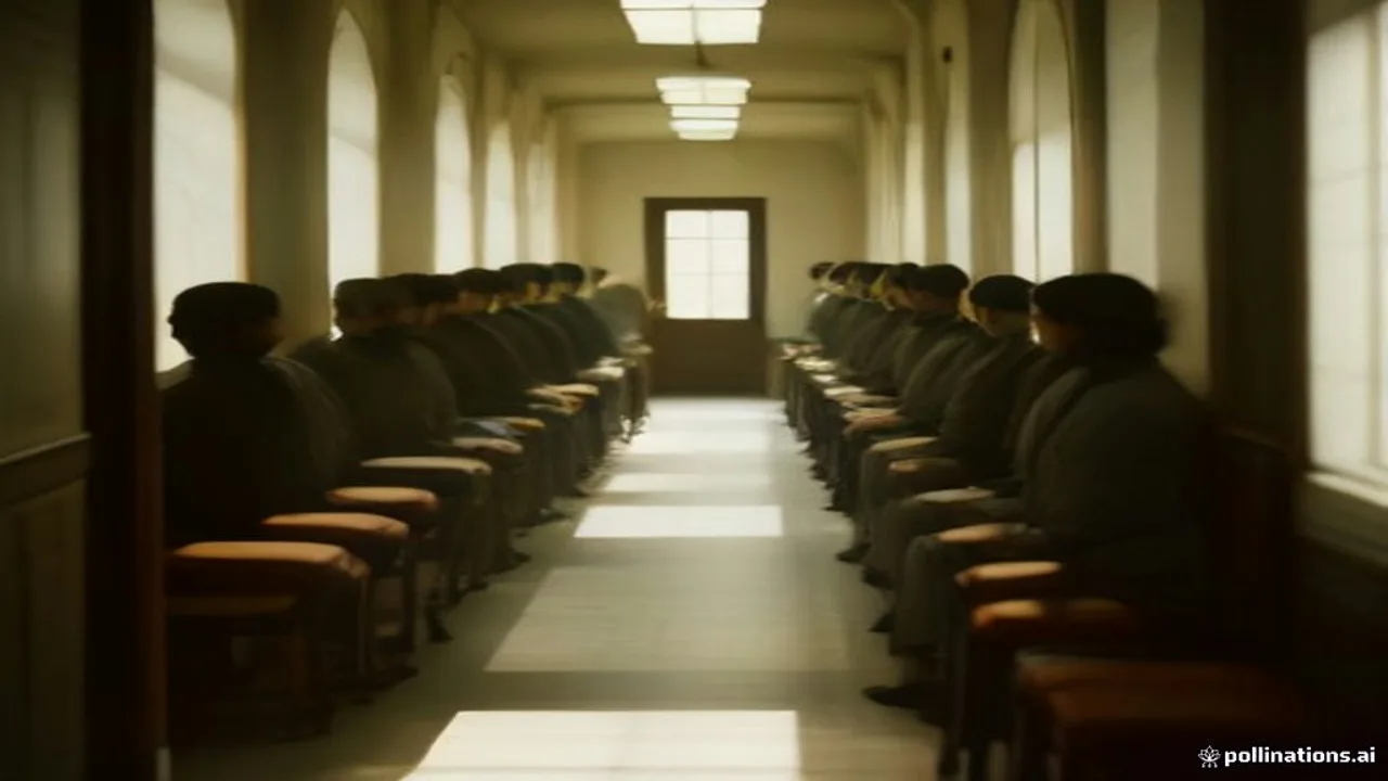 PCAA Jobs 2026: A group of adult Pakistani candidates in formal clothes sitting in a bright corridor waiting patiently with (AI-generated illustration)